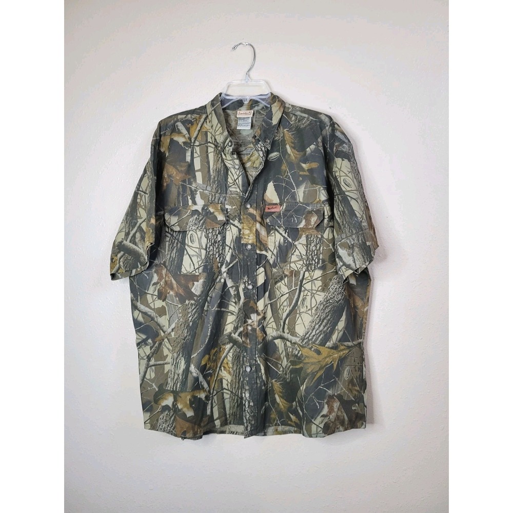 Woolrich Outdoor Guide Collection Men's Shirt Camo Short Sleeve 90s Y2K‎ Sz XL